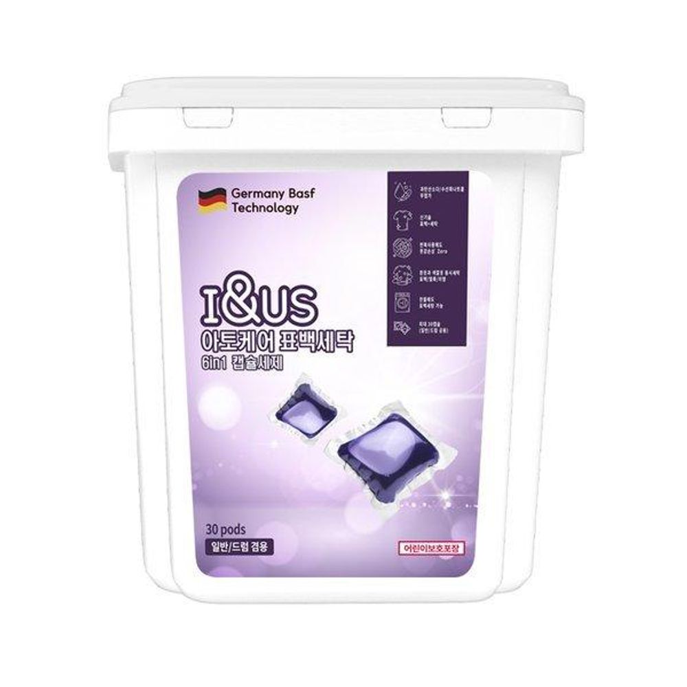 I&US Ato-Care 6-in-1 Bleaching Capsule Laundry Detergent 30 Count Germany BASF Technology Color Restoration _ Made in Korea